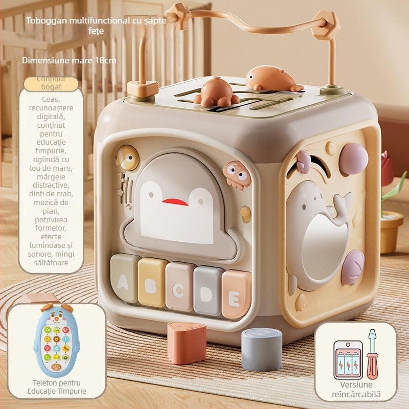 Jucărie tambur de mână pentru bebeluși — Poliedru cu șapte fețe, Recunoaștere vocală, Educație muzicală timpurie