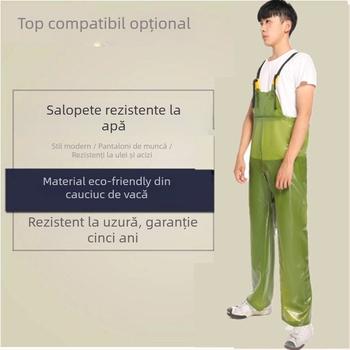 Set impermeabil doi-piese cu bretele: pantaloni de ploaie și impermeabil, PVC gros, 40, pentru adulți.