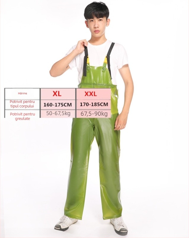 Set impermeabil doi-piese cu bretele: pantaloni de ploaie și impermeabil, PVC gros, 40, pentru adulți.