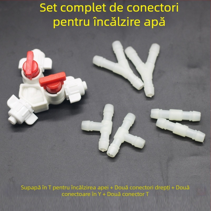 Accesorii pentru pătură de încălzire a apei: manșon izolator pentru conducta de conectare a unității principale, ventil cu trei direcții, conecttor pentru încălzire apă, capac de umplere apă (SNTPJ, 10–20 m², Haishengda)