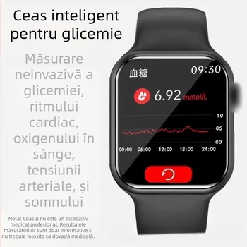 Smartwatch cu monitorizare ritm cardiac, tensiune arterială și oxigen din sânge, apeluri Bluetooth, monitorizare somn, compatibil iOS