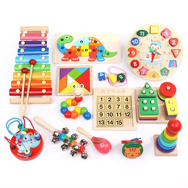 Set de instrumente din lemn pentru copii cu pian de lovit, instrumente Orff pentru educație muzicală timpurie, vârstă 4–6 ani, marcă Mu Ke