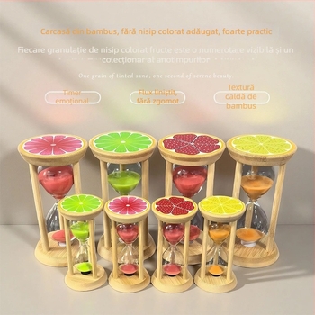 Clepsidră din lemn cu motiv de fructe, lucrată manual, 3–30 de minute