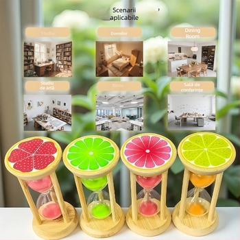 Clepsidră din lemn cu motiv de fructe, lucrată manual, 3–30 de minute