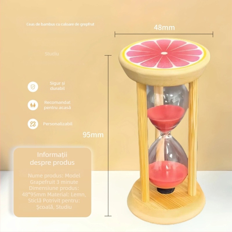 Clepsidră din lemn cu motiv de fructe, lucrată manual, 3–30 de minute