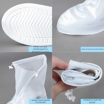 Capace pentru încălțăminte din PVC, reutilizabile, impermeabile, antiderapante, rezistente la uzură, cu design îngroșat