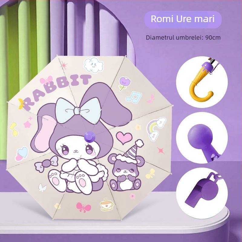 Umbrelă pentru copii cu deschidere automată, cadru din 8 spițe de fier, copertă din vinil, țesătură 190T, mâner lung, imprimare logo, personalizare