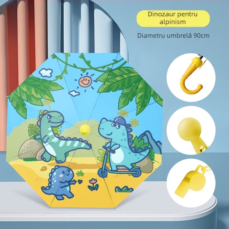 Umbrelă pentru copii cu deschidere automată, cadru din 8 spițe de fier, copertă din vinil, țesătură 190T, mâner lung, imprimare logo, personalizare