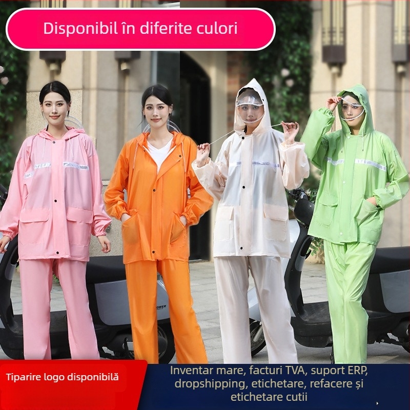 Set de impermeabil Yu Ao, jachetă și pantaloni de ploaie, protecție completă pentru adulți, PVC 0,16 mm, reutilizabil