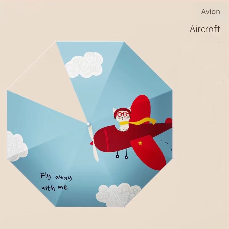 Umbrelă pentru copii cu cadru din fibre cu 8 brațe, tijă din aluminiu, mâner din lemn, deschidere manuală