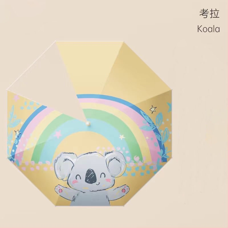 Umbrelă pentru copii cu cadru din fibre cu 8 brațe, tijă din aluminiu, mâner din lemn, deschidere manuală