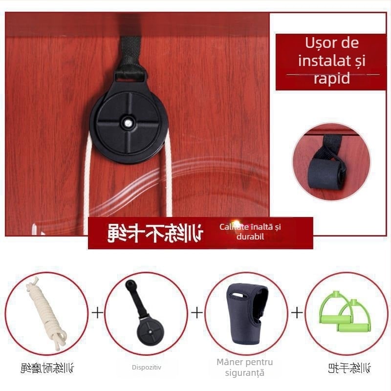 Dispozitiv de tracțiune pentru reabilitare membru superior, articulația umărului, cu sistem de rol și inel — grosime perete 1 mm, diametru exterior 1 mm, diametru ax 1 mm, rază canelă frânghie 1 mm, cod produs bzeSDkNT