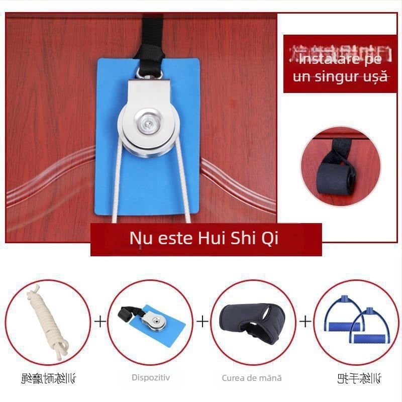 Dispozitiv de tracțiune pentru reabilitare membru superior, articulația umărului, cu sistem de rol și inel — grosime perete 1 mm, diametru exterior 1 mm, diametru ax 1 mm, rază canelă frânghie 1 mm, cod produs bzeSDkNT