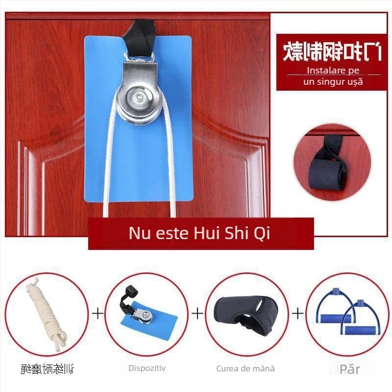 Dispozitiv de tracțiune pentru reabilitare membru superior, articulația umărului, cu sistem de rol și inel — grosime perete 1 mm, diametru exterior 1 mm, diametru ax 1 mm, rază canelă frânghie 1 mm, cod produs bzeSDkNT