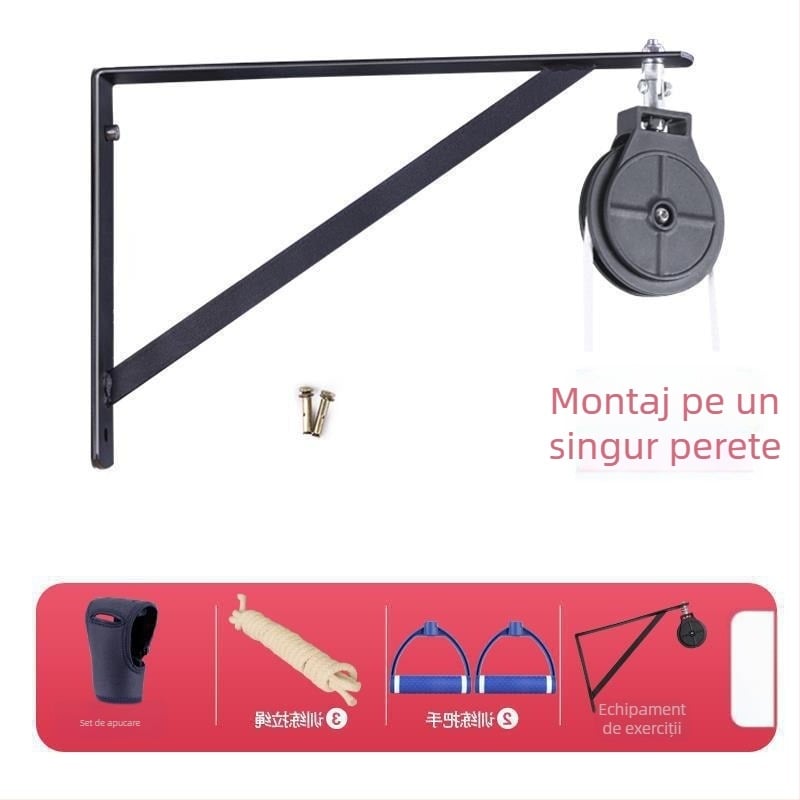 Dispozitiv de tracțiune pentru reabilitare membru superior, articulația umărului, cu sistem de rol și inel — grosime perete 1 mm, diametru exterior 1 mm, diametru ax 1 mm, rază canelă frânghie 1 mm, cod produs bzeSDkNT