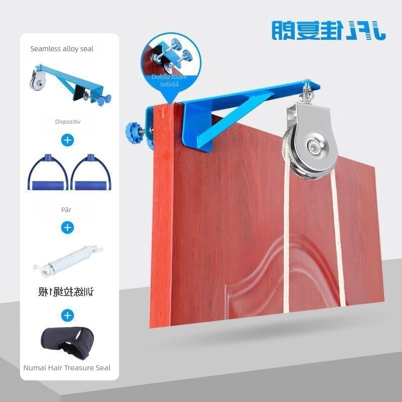 Dispozitiv de tracțiune pentru reabilitare membru superior, articulația umărului, cu sistem de rol și inel — grosime perete 1 mm, diametru exterior 1 mm, diametru ax 1 mm, rază canelă frânghie 1 mm, cod produs bzeSDkNT