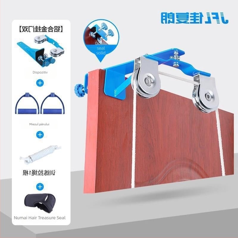 Dispozitiv de tracțiune pentru reabilitare membru superior, articulația umărului, cu sistem de rol și inel — grosime perete 1 mm, diametru exterior 1 mm, diametru ax 1 mm, rază canelă frânghie 1 mm, cod produs bzeSDkNT