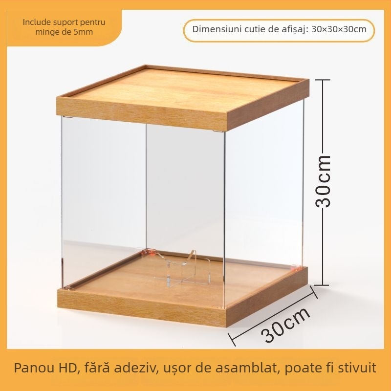 Cutie de afișare din acril cu oglindă pentru minge de baschet, cu capac de protecție împotriva prafului