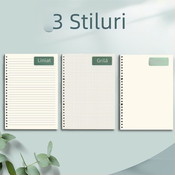 Hârtie pentru dosare cu 60 de foi, hârtie offset dublă, compatibilă cu găuri 8/20/26/30