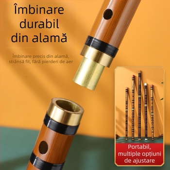 Flaut de bambus pentru începători, destinat elevilor din școala primară, note C D E F G, include geantă din flanelă