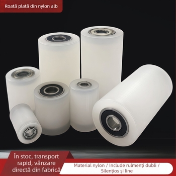 Roată din nailon cu ax dublu și clemă ghidaj – rezistentă la uzură, un singur tambur, dimensiuni 40x100, gaură 10 mm