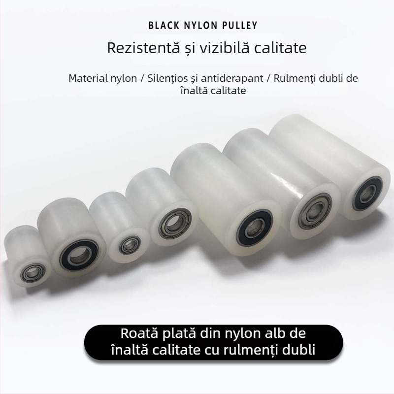 Roată din nailon cu ax dublu și clemă ghidaj – rezistentă la uzură, un singur tambur, dimensiuni 40x100, gaură 10 mm
