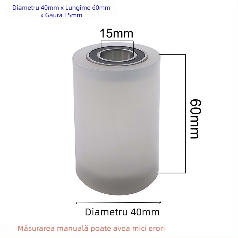 Roată din nailon cu ax dublu și clemă ghidaj – rezistentă la uzură, un singur tambur, dimensiuni 40x100, gaură 10 mm
