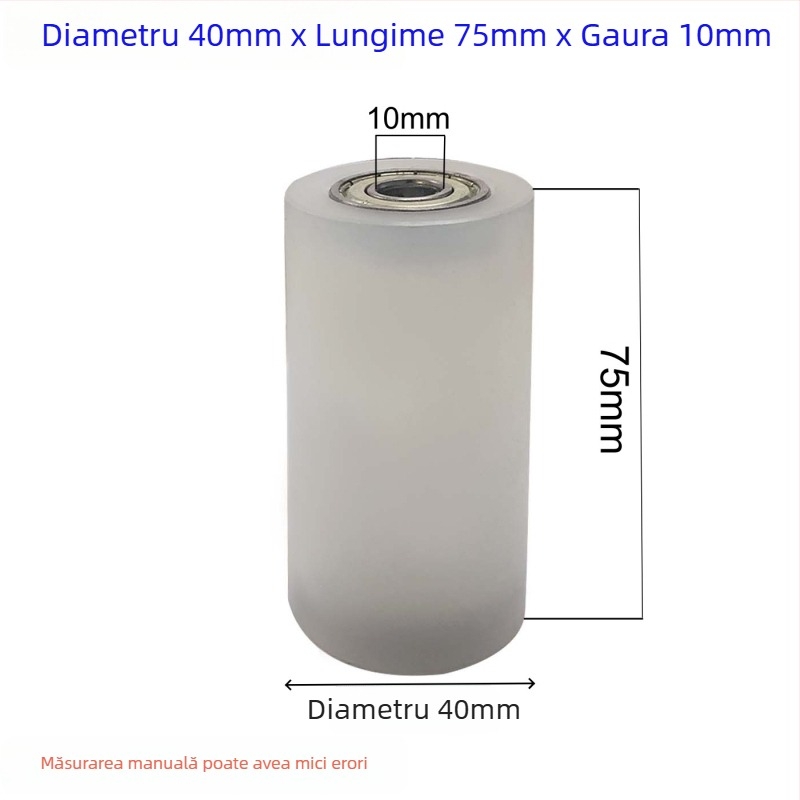 Roată din nailon cu ax dublu și clemă ghidaj – rezistentă la uzură, un singur tambur, dimensiuni 40x100, gaură 10 mm