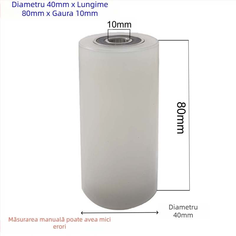 Roată din nailon cu ax dublu și clemă ghidaj – rezistentă la uzură, un singur tambur, dimensiuni 40x100, gaură 10 mm