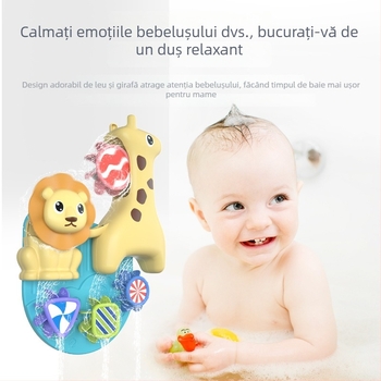 Set de jucării pentru baie pentru copii: girafă desen animat și rață pentru joacă în apă, cu lingură de apă care se rotește – Material plastic, pentru 3–6 ani, ambalaj sigilat, personalizare cu logo