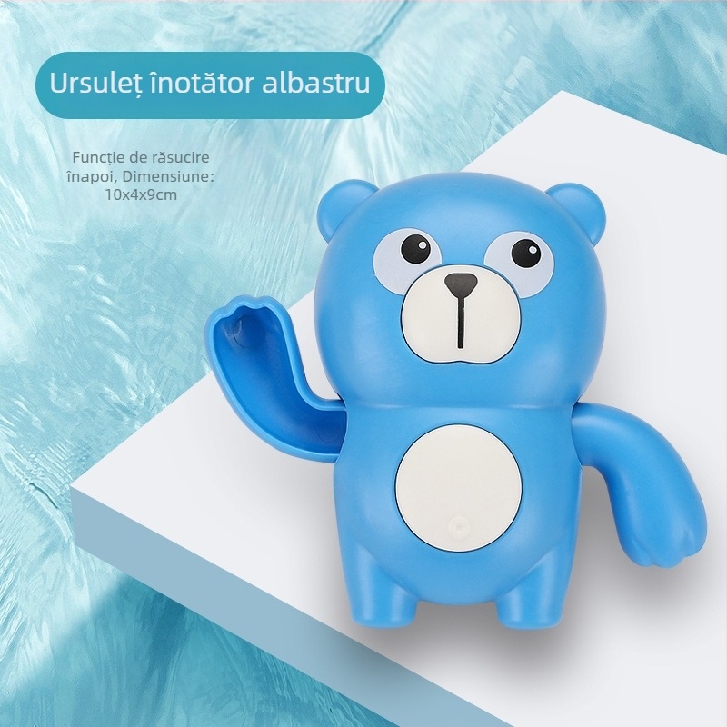 Set de jucării pentru baie pentru copii: girafă desen animat și rață pentru joacă în apă, cu lingură de apă care se rotește – Material plastic, pentru 3–6 ani, ambalaj sigilat, personalizare cu logo