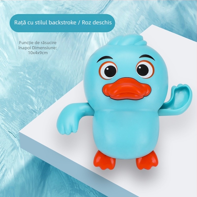 Set de jucării pentru baie pentru copii: girafă desen animat și rață pentru joacă în apă, cu lingură de apă care se rotește – Material plastic, pentru 3–6 ani, ambalaj sigilat, personalizare cu logo