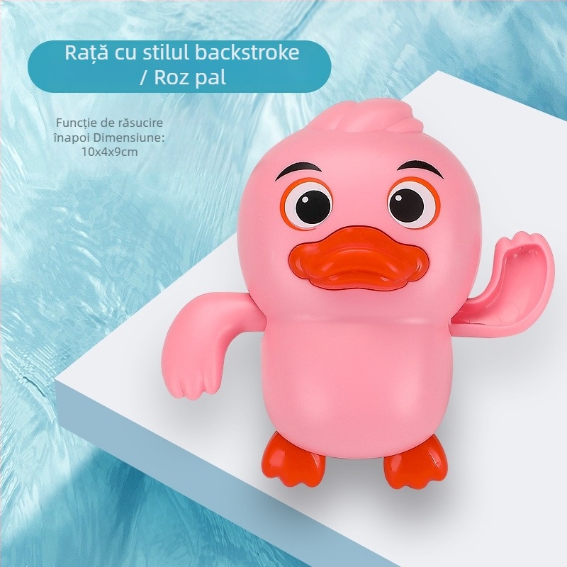 Set de jucării pentru baie pentru copii: girafă desen animat și rață pentru joacă în apă, cu lingură de apă care se rotește – Material plastic, pentru 3–6 ani, ambalaj sigilat, personalizare cu logo