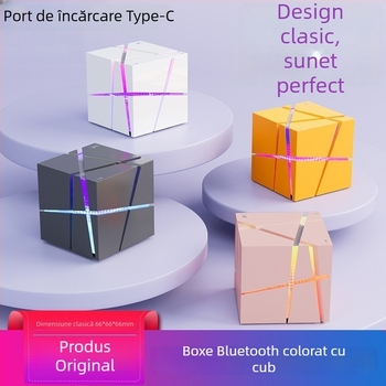 Boxă Bluetooth în formă de cub - Bluetooth 5.0, 3W, baterie 500–800 mAh, bandă de frecvențe 60 Hz–15 kHz, rază de acțiune 10 m