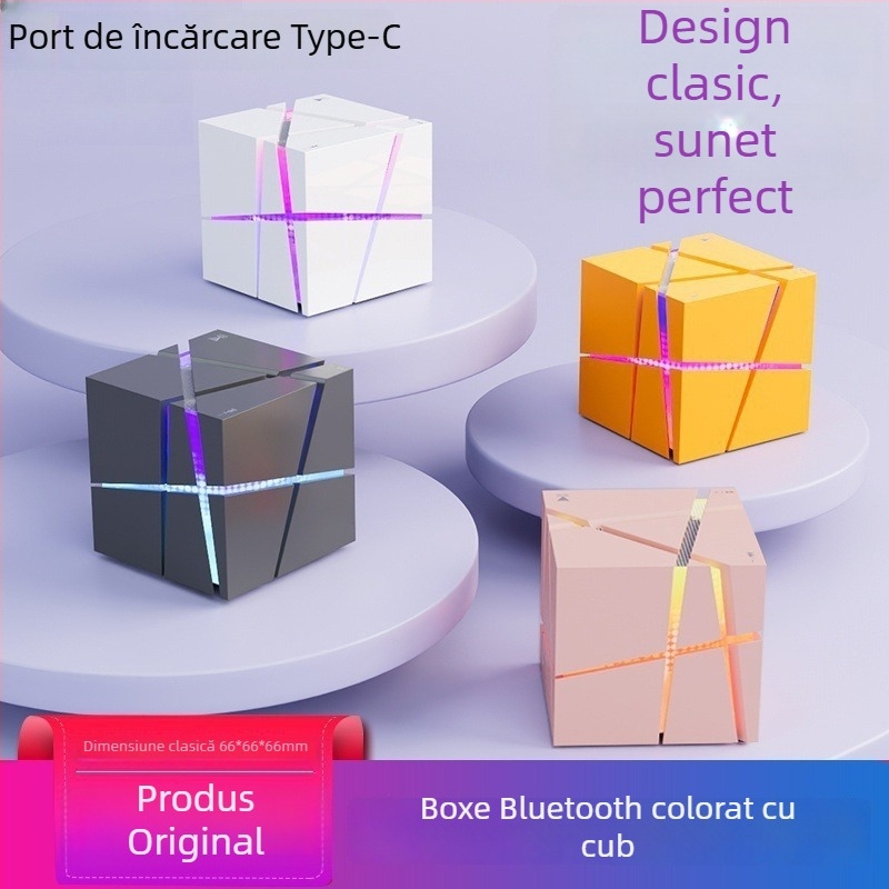 Boxă Bluetooth în formă de cub - Bluetooth 5.0, 3W, baterie 500–800 mAh, bandă de frecvențe 60 Hz–15 kHz, rază de acțiune 10 m