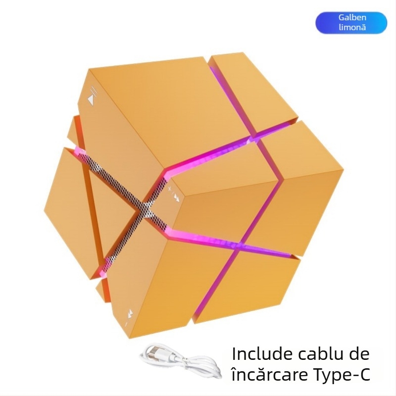 Boxă Bluetooth în formă de cub - Bluetooth 5.0, 3W, baterie 500–800 mAh, bandă de frecvențe 60 Hz–15 kHz, rază de acțiune 10 m