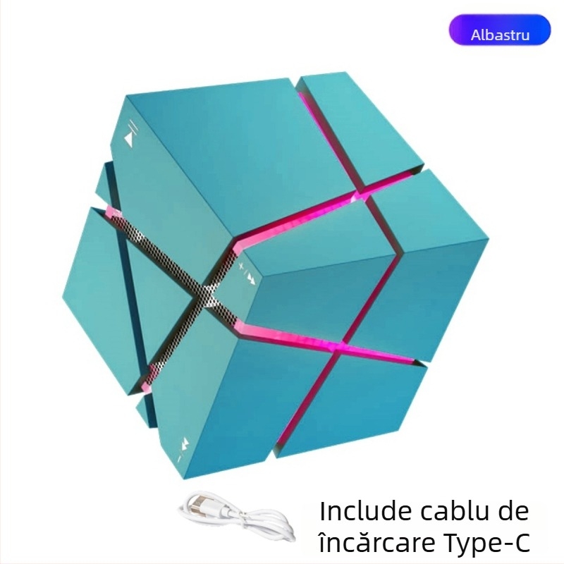 Boxă Bluetooth în formă de cub - Bluetooth 5.0, 3W, baterie 500–800 mAh, bandă de frecvențe 60 Hz–15 kHz, rază de acțiune 10 m