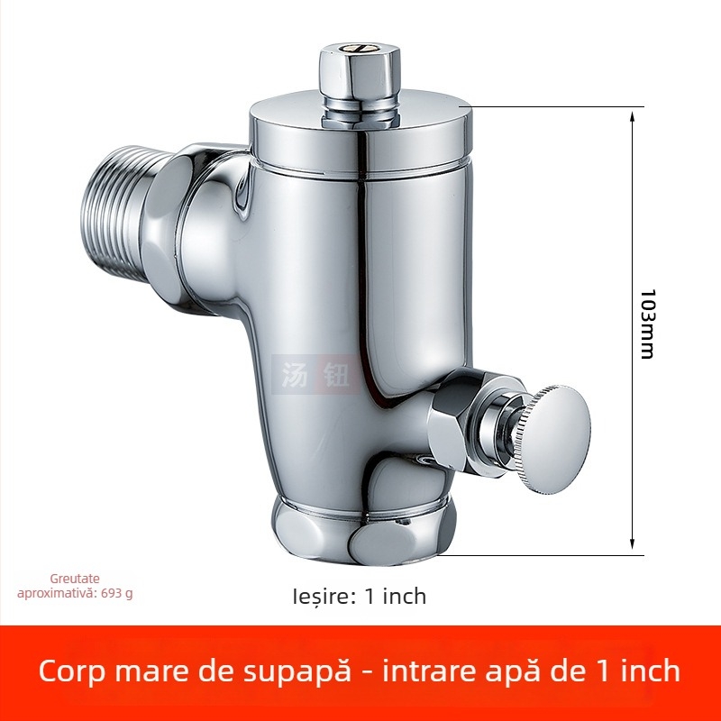 Valvă de spălare încastrată în perete pentru toaletă de tip squat, reglaj cu apă întârziat de 1 inch, comutator pedala, model 311B, cupru