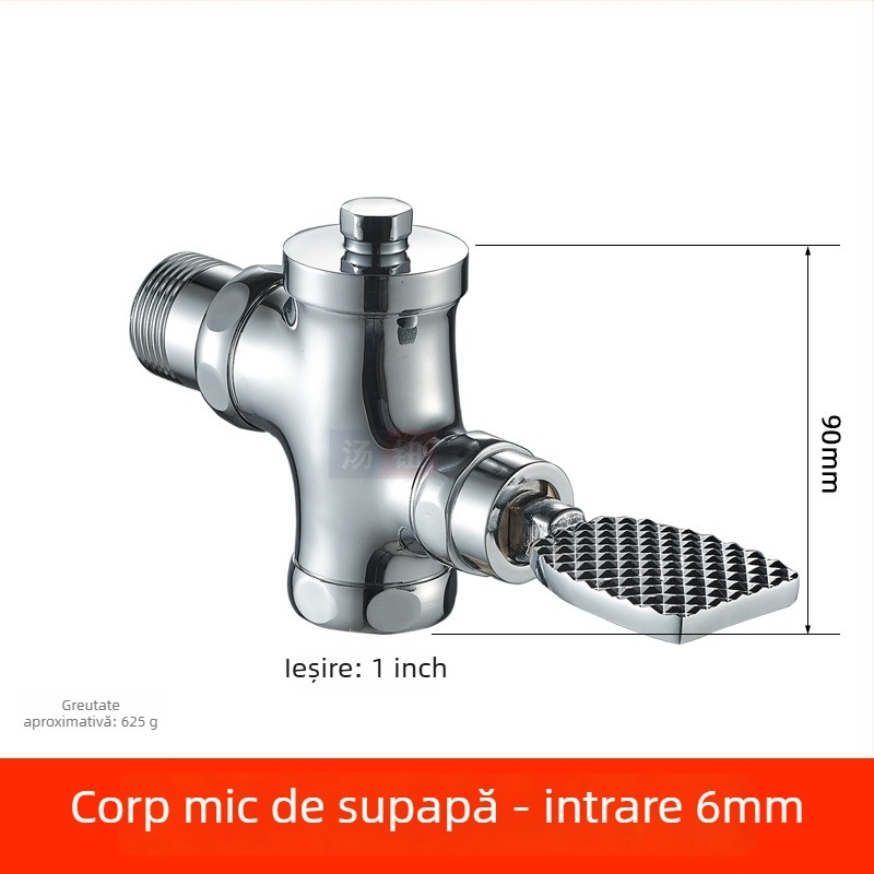 Valvă de spălare încastrată în perete pentru toaletă de tip squat, reglaj cu apă întârziat de 1 inch, comutator pedala, model 311B, cupru