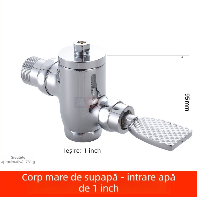 Valvă de spălare încastrată în perete pentru toaletă de tip squat, reglaj cu apă întârziat de 1 inch, comutator pedala, model 311B, cupru