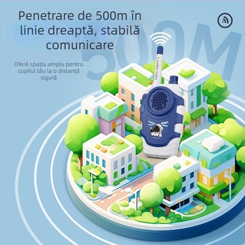 Walkie-Talkie pentru copii cu recunoaștere vocală, alimentat cu baterii, carcasă din plastic, ideal pentru comunicarea părinte-copil (7–14 ani)