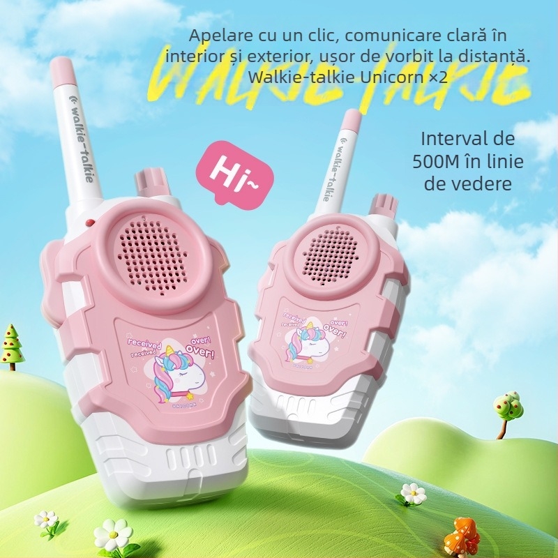 Walkie-Talkie pentru copii cu recunoaștere vocală, alimentat cu baterii, carcasă din plastic, ideal pentru comunicarea părinte-copil (7–14 ani)