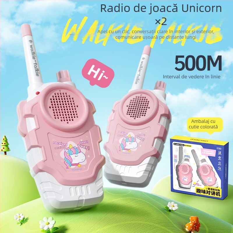 Walkie-Talkie pentru copii cu recunoaștere vocală, alimentat cu baterii, carcasă din plastic, ideal pentru comunicarea părinte-copil (7–14 ani)