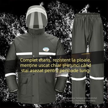 Set poncho ploaie și pantaloni, design split, țesătură PVC cu acoperire PU, grosime robustă, pentru adulți bicicliști