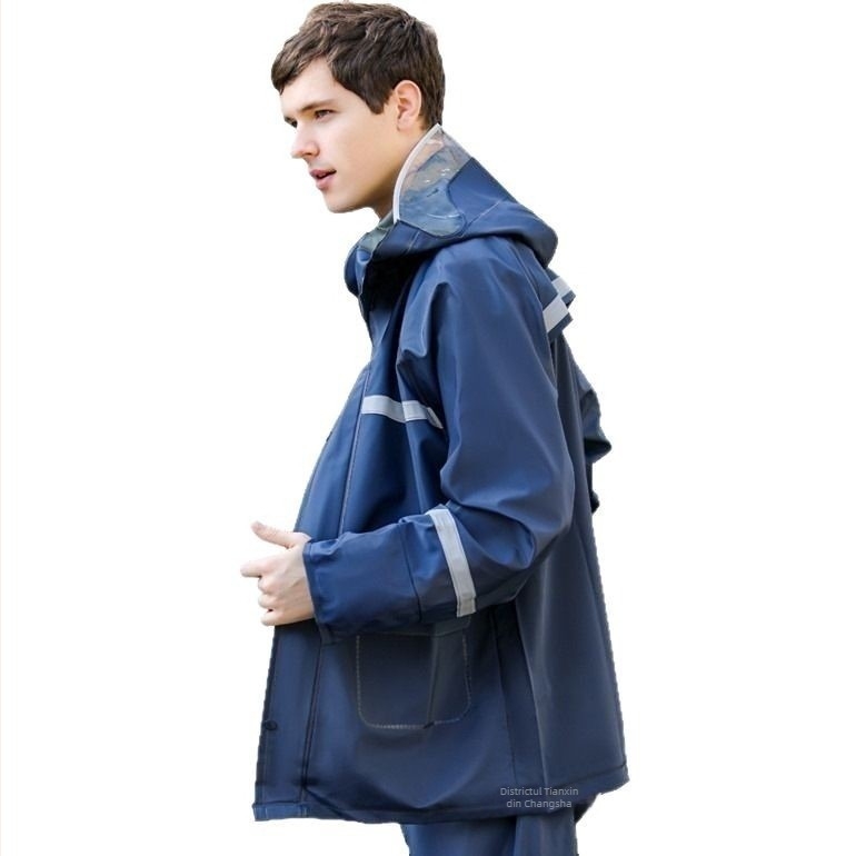 Set poncho ploaie și pantaloni, design split, țesătură PVC cu acoperire PU, grosime robustă, pentru adulți bicicliști