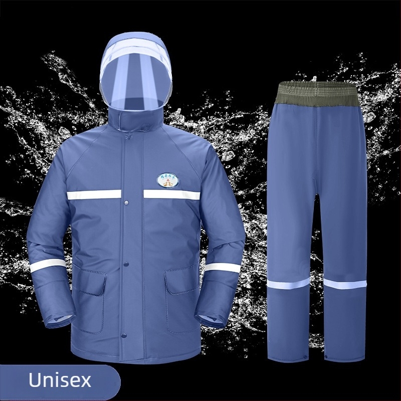 Set poncho ploaie și pantaloni, design split, țesătură PVC cu acoperire PU, grosime robustă, pentru adulți bicicliști