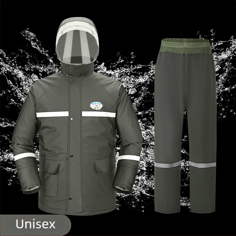 Set poncho ploaie și pantaloni, design split, țesătură PVC cu acoperire PU, grosime robustă, pentru adulți bicicliști