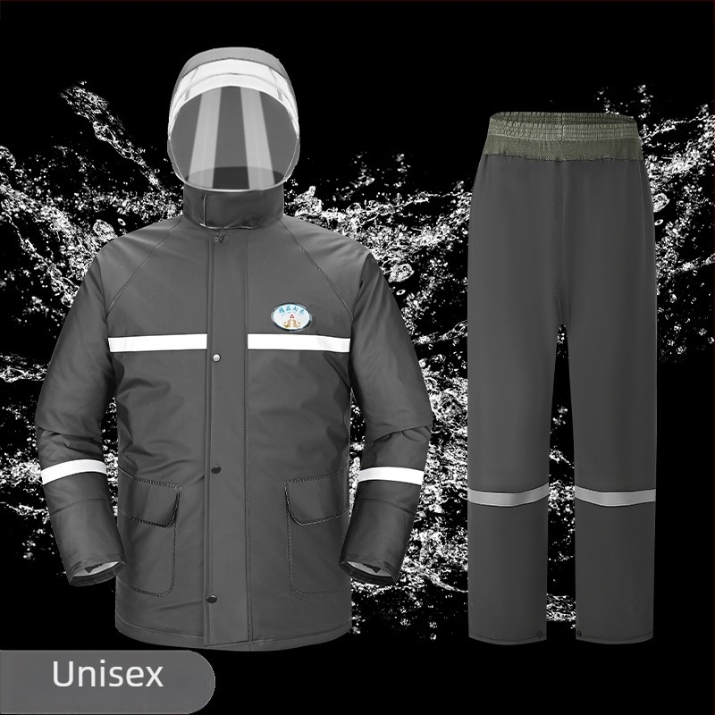 Set poncho ploaie și pantaloni, design split, țesătură PVC cu acoperire PU, grosime robustă, pentru adulți bicicliști