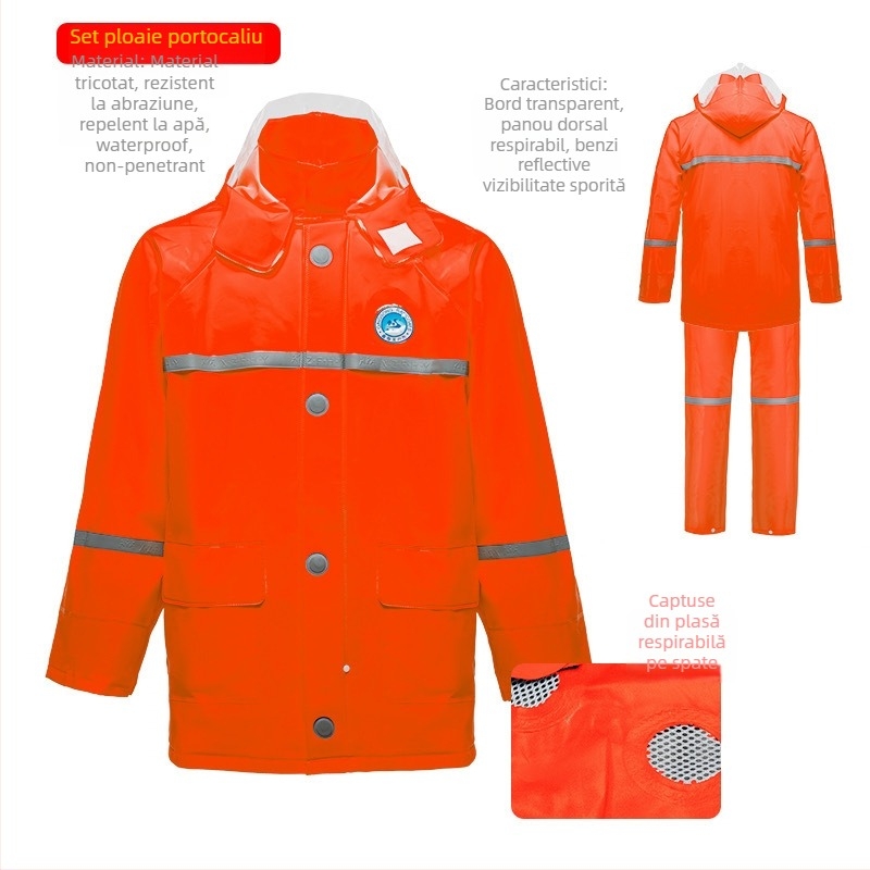 Set poncho ploaie și pantaloni, design split, țesătură PVC cu acoperire PU, grosime robustă, pentru adulți bicicliști