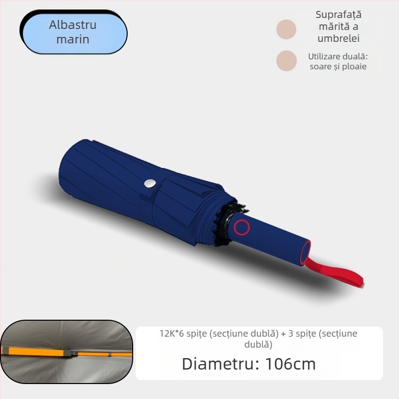 Umbrelă automată pentru femei, cu 60 de brațe, pentru soare și ploaie, protecție UV